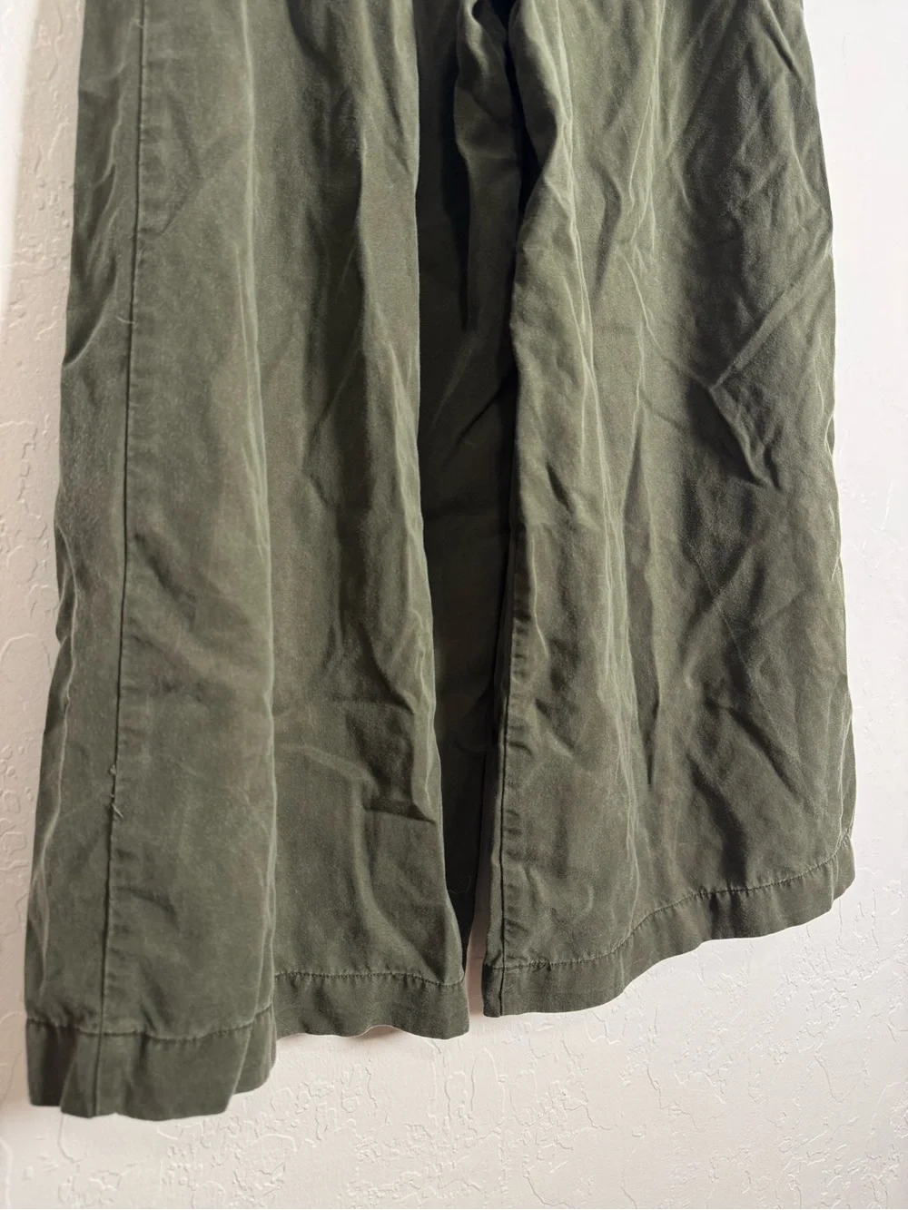 Zara High Rise Wide Leg Olive Green Pleated Utility Crop Culotte Pants
